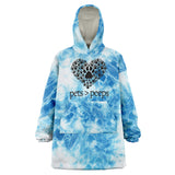 "pets > peeps"  Tie Dye Snug Hoodie (Blue)